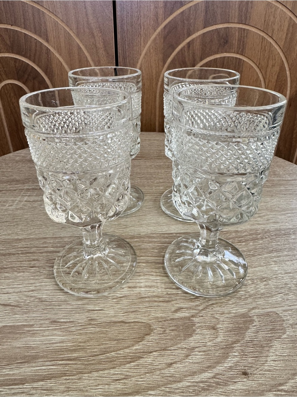 Anchor Hocking Wexford Cordial or Wine Clear Pressed Glass - Set of 4